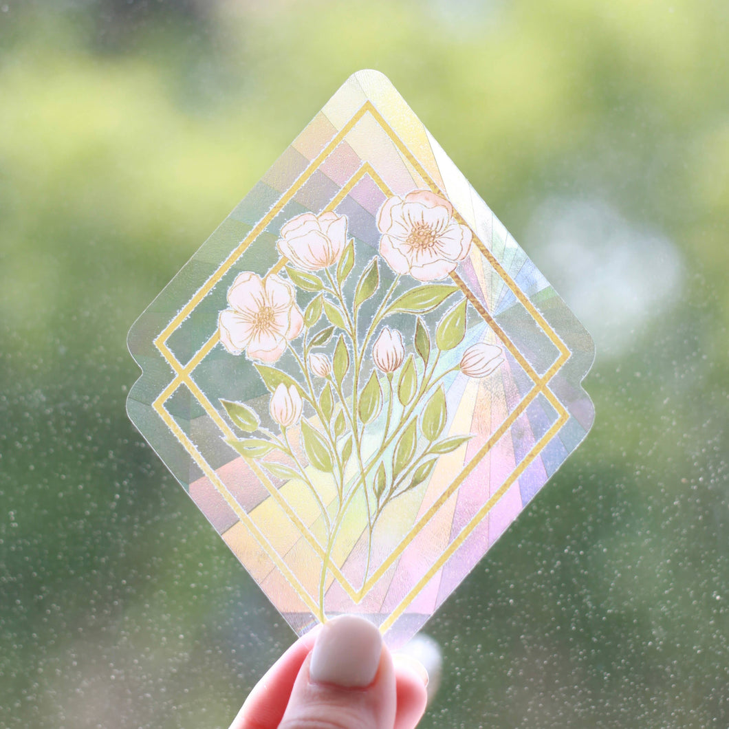 Elyse Breanne Design - Wildflower Diamonds Bouquet Sun Catcher Window Decal, 5x3.75