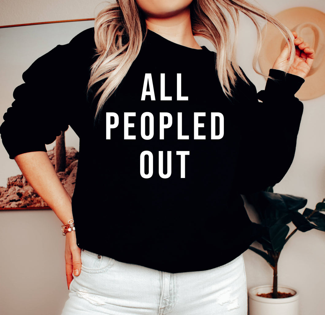 Mugsby - All Peopled Out, Funny Antisocial Black Sweatshirt