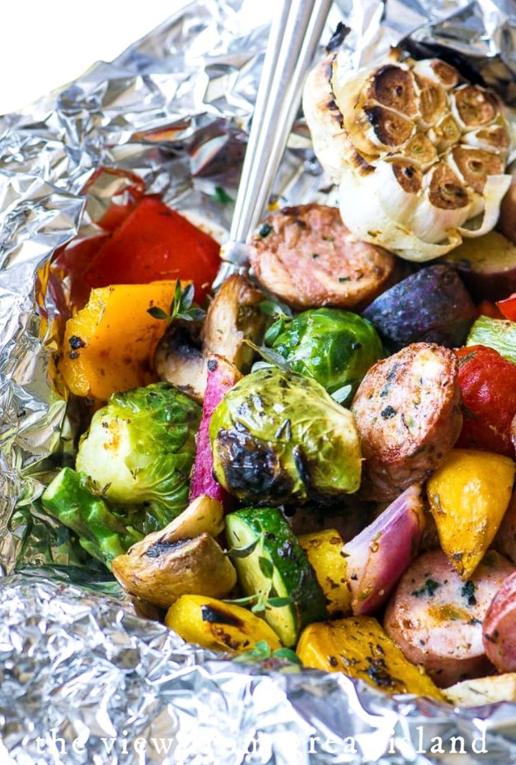 Italian Chicken Sausage and Veggies Grill Packet