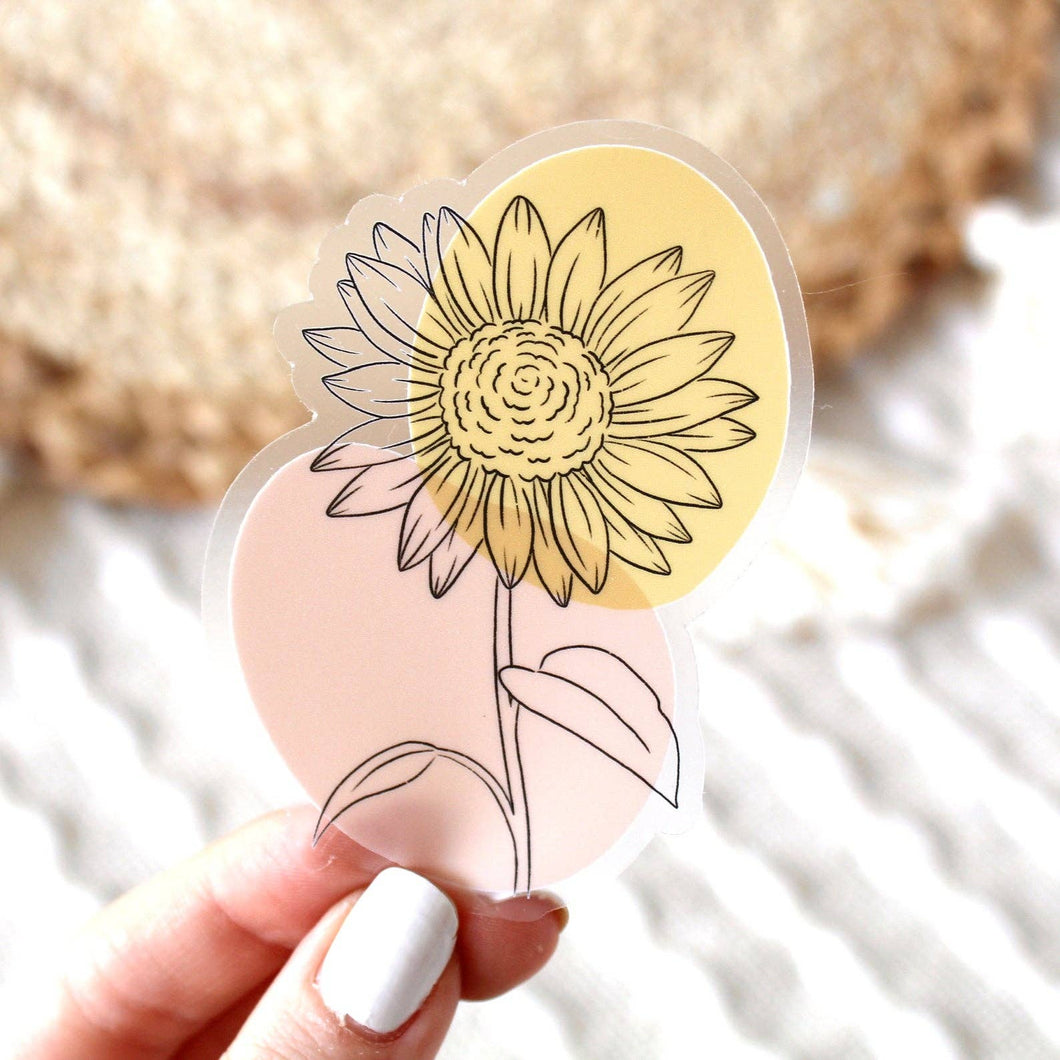 Elyse Breanne Design - Clear Abstract Sunflower Sticker 3x2in.