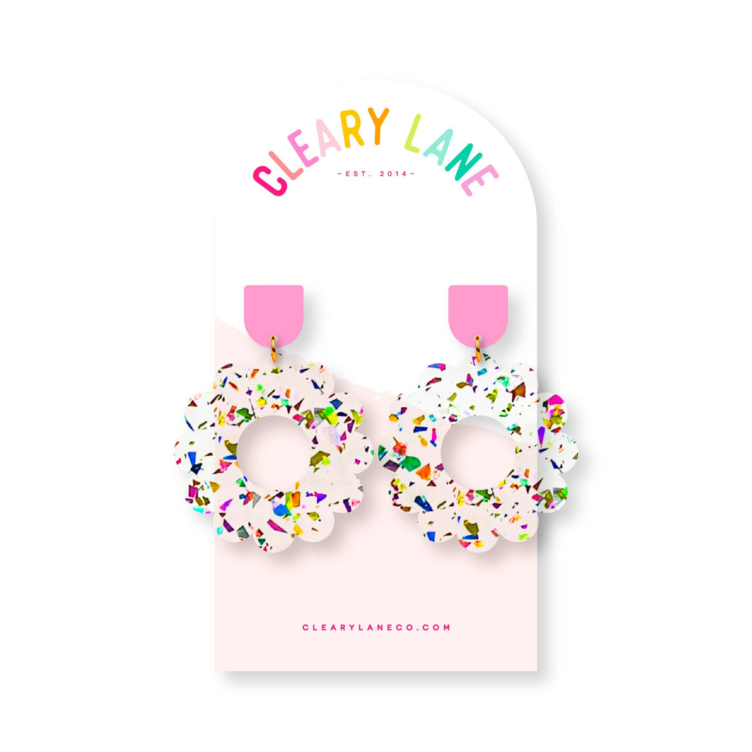 Cleary Lane - Rainbow Confetti Acrylic Geometric Earrings